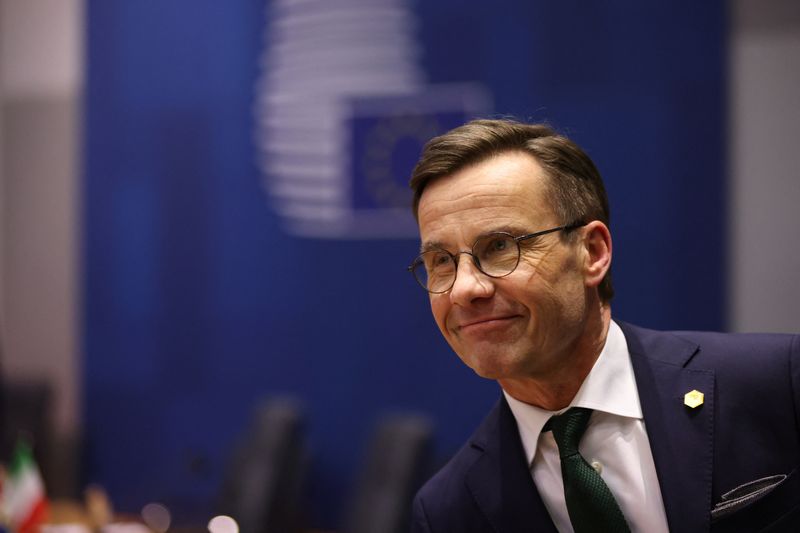 &copy; Reuters. FILE PHOTO: Sweden's Prime Minister Ulf Kristersson attends a bilateral meeting during the European leaders summit in Brussels, Belgium February 9, 2023. REUTERS/Johanna Geron/Pool