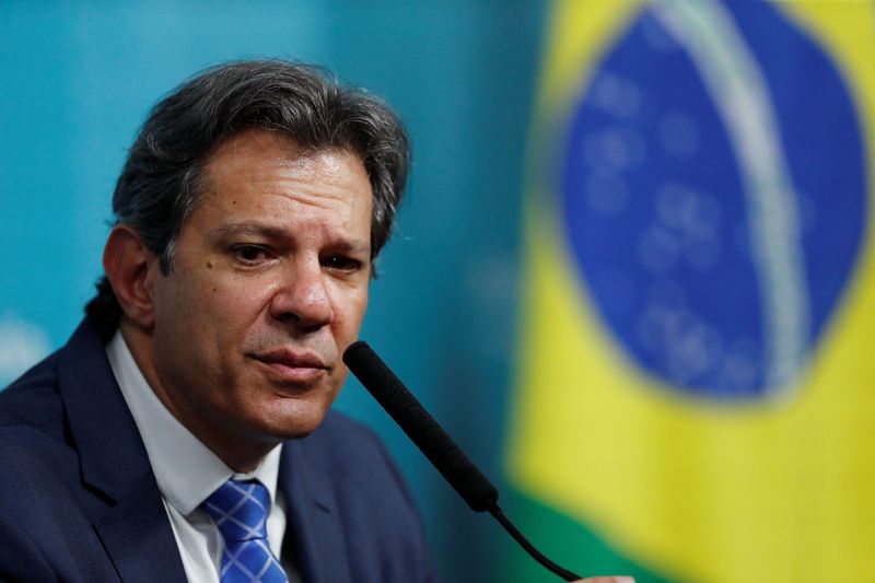 &copy; Reuters. FILE PHOTO: Brazil's Finance Minister Fernando Haddad and Argentina's Economic Minister Sergio Massa (not pictured) hold a news conference, at the Casa Rosada presidential palace in Buenos Aires, Argentina, January 23, 2023. REUTERS/Agustin Marcarian