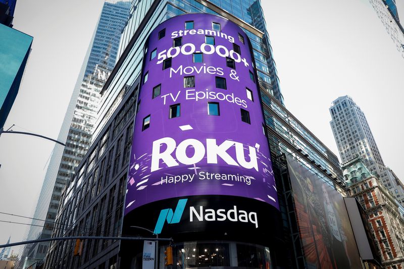 &copy; Reuters. FILE PHOTO: A video sign displays the logo for Roku Inc, a Fox-backed video streaming firm, in Times Square after the company's IPO at the Nasdaq Market in New York, U.S., September 28, 2017. REUTERS/Brendan McDermid