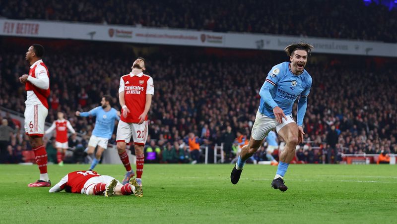 &copy; Reuters. Grealish comemora gol contra o Arsenal
15/02/2023
Action Images via Reuters/Matthew Childs 