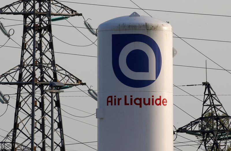 &copy; Reuters. FILE PHOTO: The Air Liquide logo is displayed in Bouliac, near Bordeaux, France, September 16, 2019. REUTERS/Regis Duvignau/File Photo