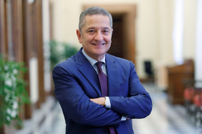 &copy; Reuters. FILE PHOTO: Senior Deputy Governor of the Bank of Italy, Fabio Panetta is seen standing in a corridor of the Bank of Italy ahead of his appointment to the European Central Bank's executive committee, in Rome, Italy. September 26, 2019. REUTERS/Remo Casill