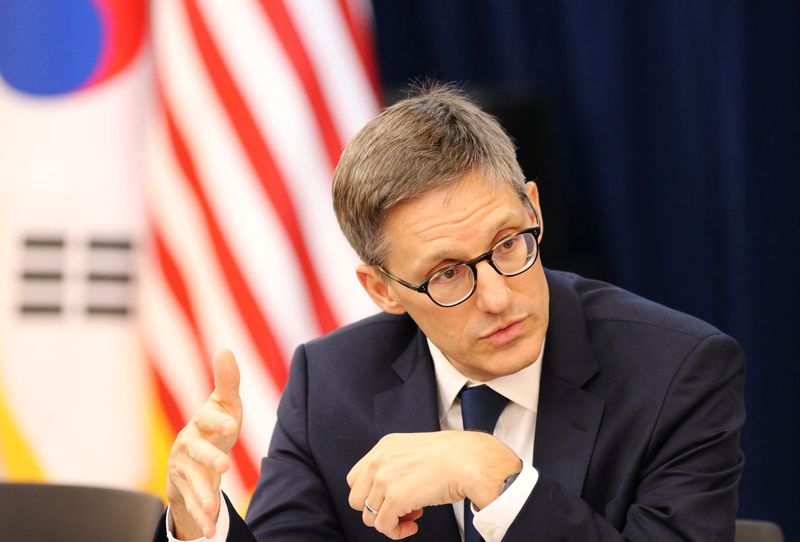 &copy; Reuters. FILE PHOTO: U.S. State Department Counselor Derek Chollet speaks during an interview in Seoul, South Korea, July 11, 2022. REUTERS/Hyonhee Shin