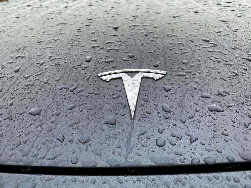 &copy; Reuters. Le logo Tesla sur le capot d'une voiture. /Photo prise le 10 novembre 2022/REUTERS/Victoria Klesty