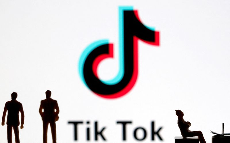 &copy; Reuters. FILE PHOTO: A 3-D printed figures are seen in front of displayed Tik Tok logo in this picture illustration taken November 7, 2019. Picture taken November 7, 2019. REUTERS/Dado Ruvic/Illustration/File Photo