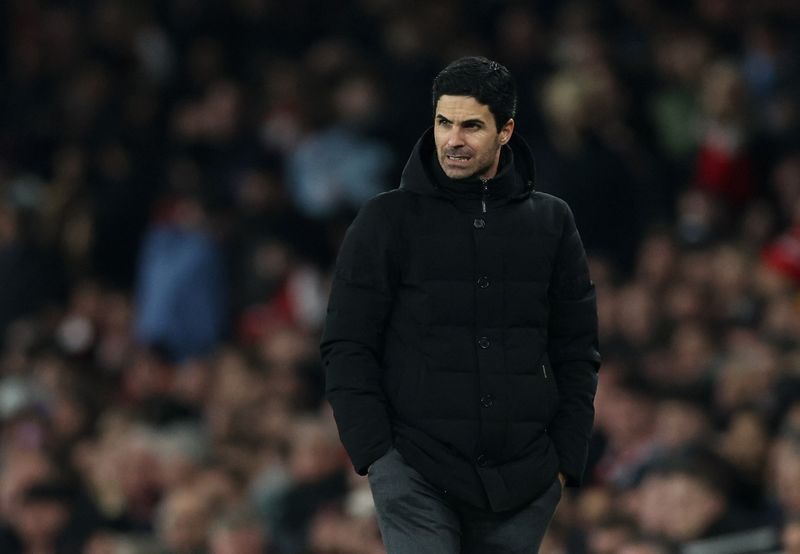 &copy; Reuters. Técnico do Arsenal, Mikel Arteta
15/02/2023
REUTERS/David Klein