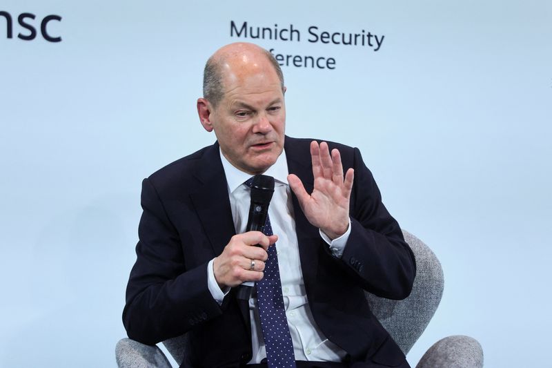 &copy; Reuters. Chanceler da Alemanha, Olaf Scholz, durante conferência de segurança em Munique
17/02/2023 REUTERS/Wolfgang Rattay