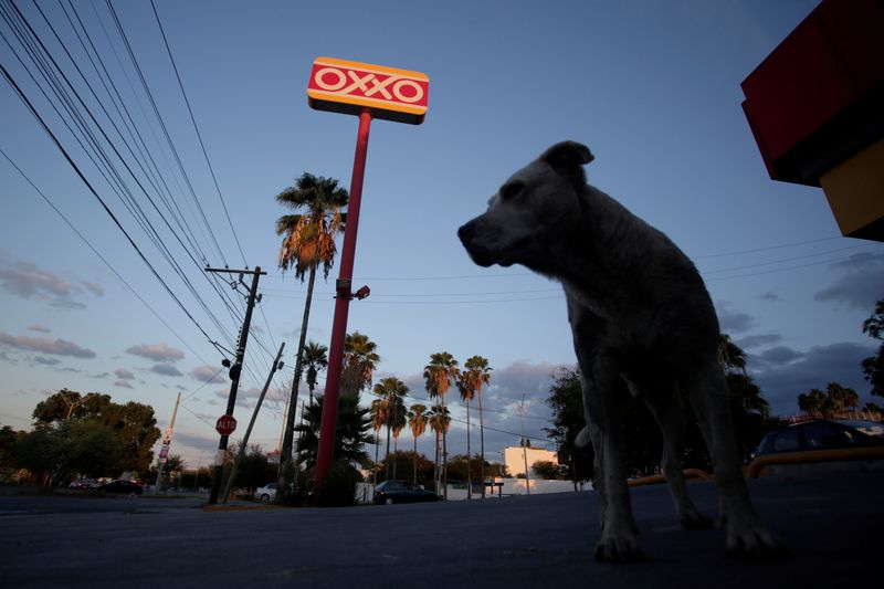 &copy; Reuters. Imagen de archivo. El logo de la tienda de conveniencia Oxxo de Femsa se ve en una de sus tiendas en Monterrey, México. 26 de agosto de 2018. REUTERS/Daniel Becerril