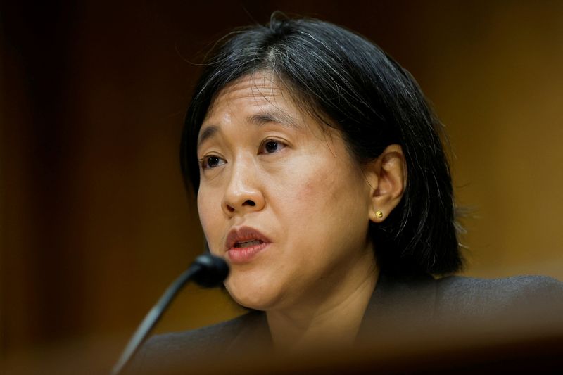 &copy; Reuters. FILE PHOTO: U.S. Trade Representative Katherine Tai testifies before a Senate Finance Committee hearing on President Biden's trade policy agenda on Capitol Hill in Washington, U.S., March 31, 2022.  REUTERS/Jonathan Ernst/File Photo