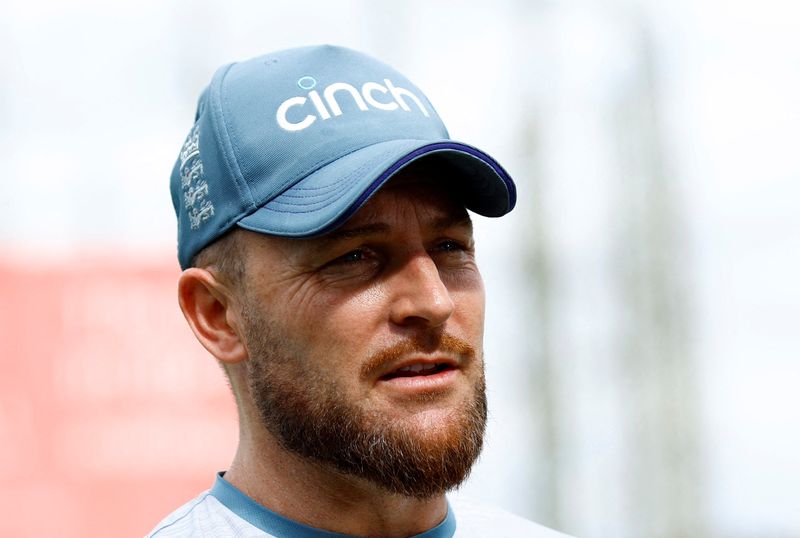 &copy; Reuters. FILE PHOTO: Cricket - Third Test - England v South Africa - The Oval, London, Britain - September 12, 2022 England head coach Brendon McCullum after the match Action Images via Reuters/Andrew Boyers