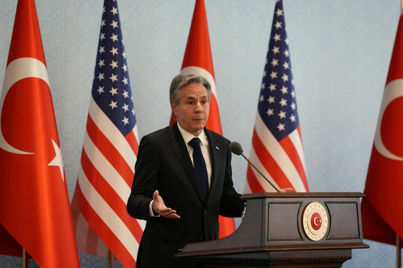 &copy; Reuters. Secretário de Estado dos EUA, Antony Blinken, durante entrevista coletiva em Ancara
20/02/2023 REUTERS/Cagla Gurdogan