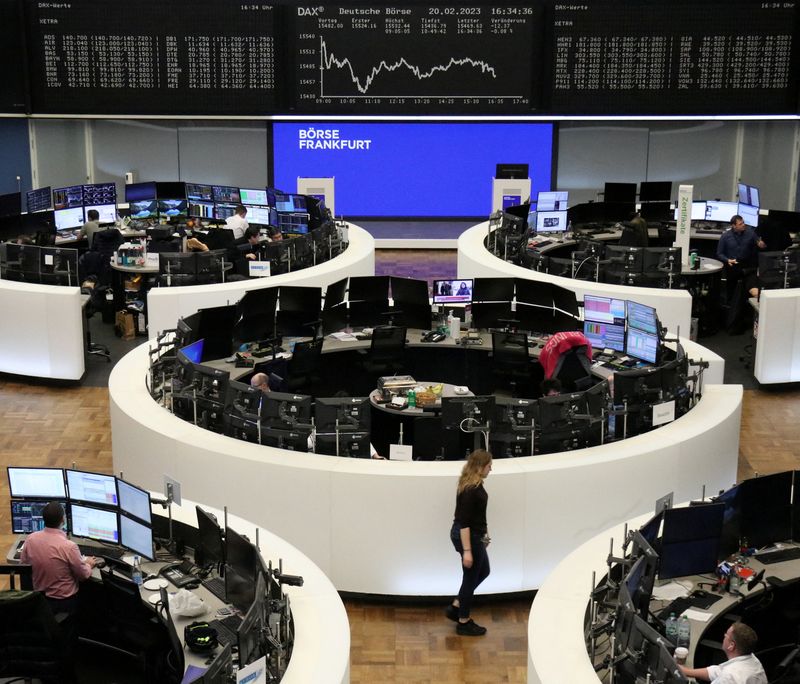 &copy; Reuters. L'indice allemand DAX à la bourse de Francfort, Allemagne. /Photo prise le 20 février 2023/REUTERS