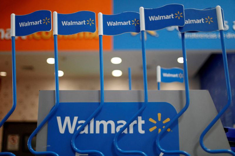 &copy; Reuters. FILE PHOTO: Walmart signs are displayed inside a Walmart store in Mexico City, Mexico March 28, 2019. REUTERS/Edgard Garrido