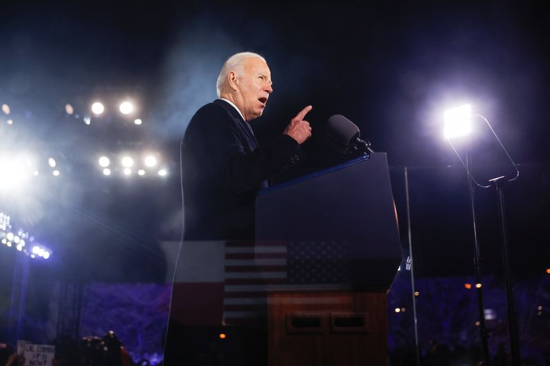 &copy; Reuters. U.S. President Joe Biden delivers remarks ahead of the one year anniversary of Russia's invasion of Ukraine, outside the Royal Castle, in Warsaw, Poland, February 21, 2023. REUTERS/Evelyn Hockstein