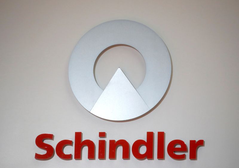 &copy; Reuters. FILE PHOTO: The logo of Swiss elevator maker Schindler is seen during the annual news conference in Zurich, Switzerland February 14, 2020. REUTERS/Arnd Wiegmann