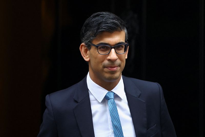 &copy; Reuters. British Prime Minister Rishi Sunak looks on outside Number 10 Downing Street, in London, Britain February 22, 2023. REUTERS/Hannah McKay