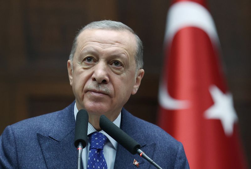 &copy; Reuters. الرئيس التركي رجب طيب أردوغان خلال اجتماع في البرلمان بأنقرة في الأول من فبراير شباط 2023. صورة لرويترز من المكتب الإعلامي للرئاسة التركية. (ي