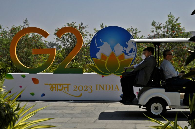 &copy; Reuters. Delegates ride in a buggy at G20 finance officials meeting venue near Bengaluru, India, February 22, 2023. REUTERS/Samuel Rajkumar