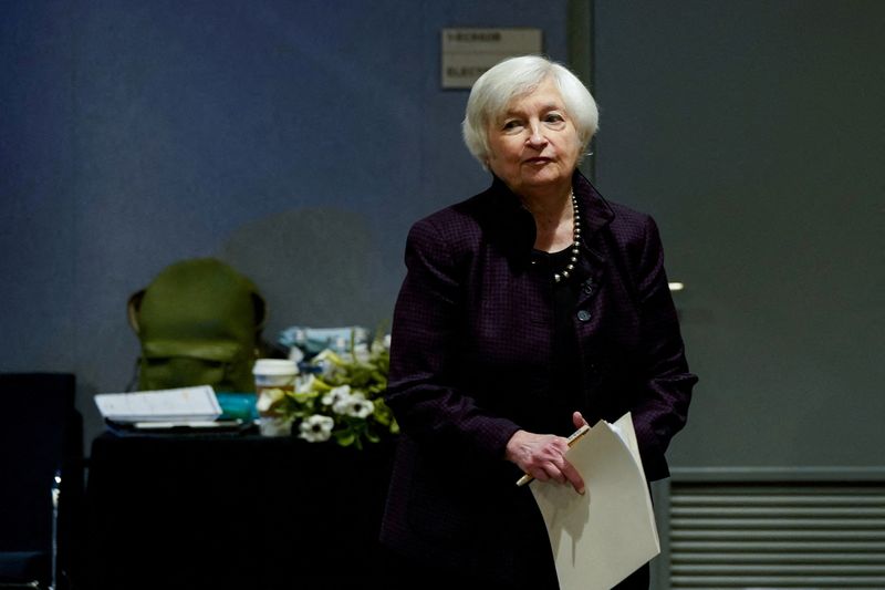 &copy; Reuters. FILE PHOTO: U.S. Treasury Secretary Janet Yellen arrives to a news conference during the Annual Meetings of the International Monetary Fund and World Bank in Washington, U.S., October 14, 2022. Yellen is digging in to oversee billions of dollars in federa