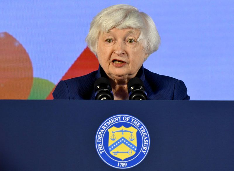 © Reuters. U.S. Treasury Secretary Janet Yellen speaks during a news conference as G20 finance leaders gathered on the outskirts of Bengaluru, India, February 23, 2023. REUTERS/Samuel Rajkumar