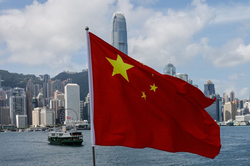 &copy; Reuters. Bandeira da China em Hong Kong
01/10/2022 REUTERS/Tyrone Siu