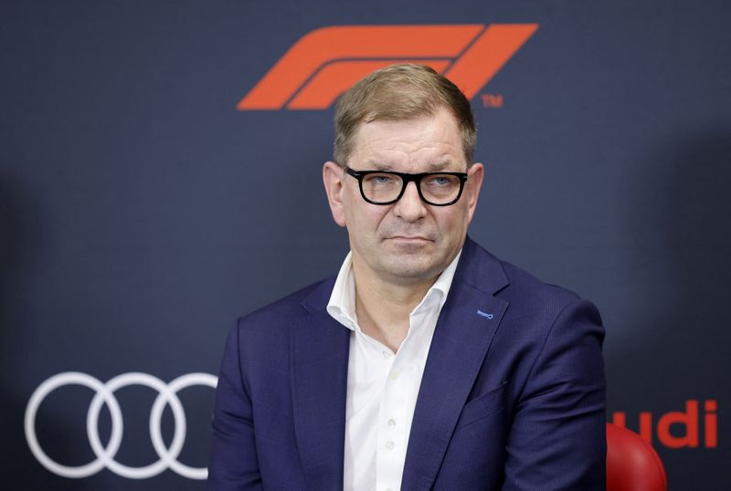 &copy; Reuters. FILE PHOTO: Formula One F1 - Belgian Grand Prix - Spa-Francorchamps, Spa, Belgium - August 26, 2022 Chairman of the Board of Management of AUDI AG, Markus Duesmann during a press conference as German manufacturer Audi announce they will join the Formula 1