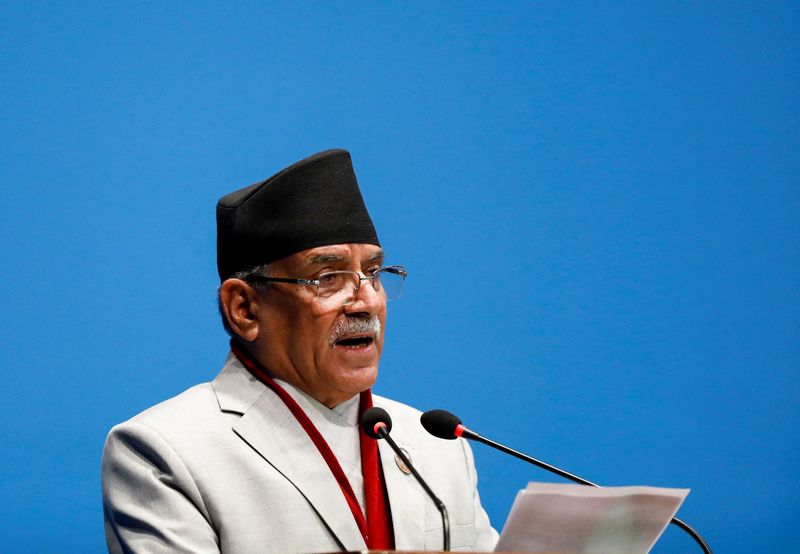 &copy; Reuters. Nepal's Prime Minister Pushpa Kamal Dahal, also known as Prachanda, delivers a speech before a confidence vote at the parliament in Kathmandu, Nepal January 10, 2023. REUTERS/Navesh Chitrakar