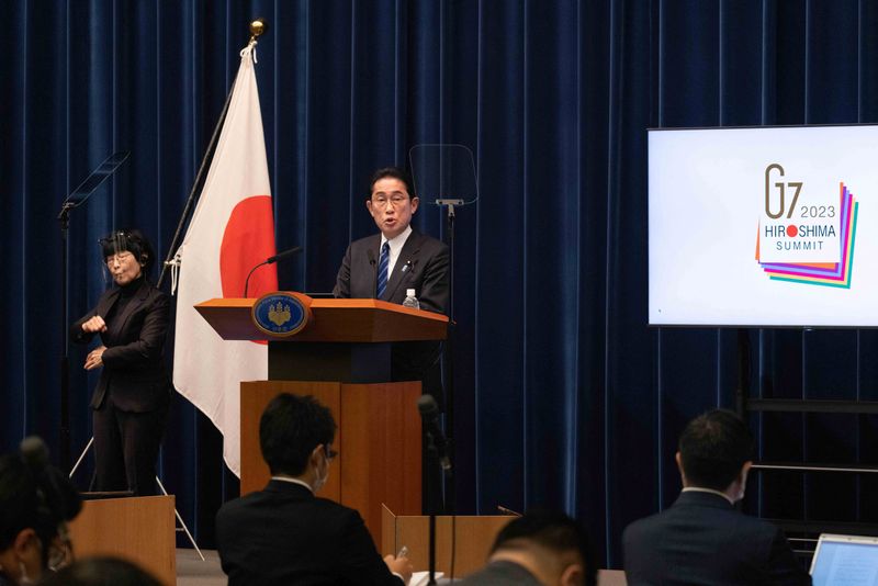 &copy; Reuters. FILE PHOTO: Japanese Prime Minister Fumio Kishida speaks during his news conference in Tokyo, Japan on February 24, 2023. Stanislav Kogiku/Pool via REUTERS