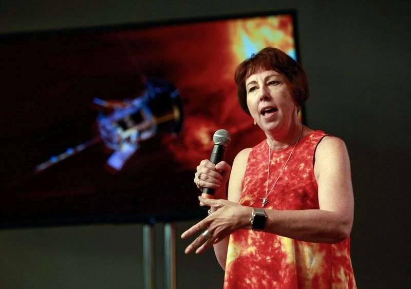 &copy; Reuters. FILE PHOTO: Nicola Fox, Parker Solar Probe project scientist at Johns Hopkins Applied Physics Laboratory (APL), speaks during a preview briefing on the NASA's Parker Solar Probe at NASA's Kennedy Space Center in Florida, U.S., July 20, 2018.   REUTERS/Mik