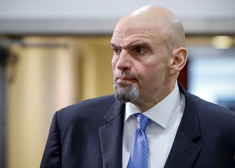 &copy; Reuters. FILE PHOTO: U.S. Senator John Fetterman (D-PA), leaves a classified briefing for U.S. Senators about the latest unknown objects shot down by the U.S. military, on Capitol Hill in Washington, U.S., February 14, 2023. Senator Fetterman checked into a Washin