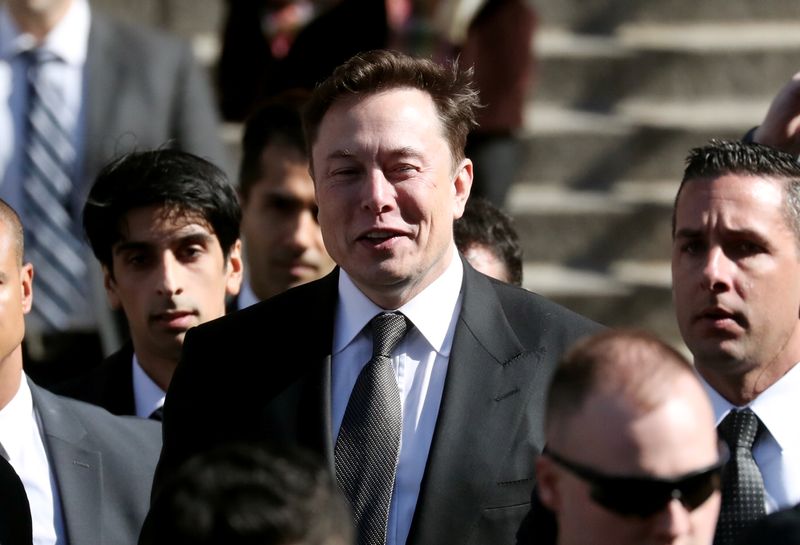 &copy; Reuters. Tesla CEO Elon Musk leaves Manhattan federal court after a hearing on his fraud settlement with the Securities and Exchange Commission (SEC) in New York City, U.S., April 4, 2019.  REUTERS/Shannon Stapleton