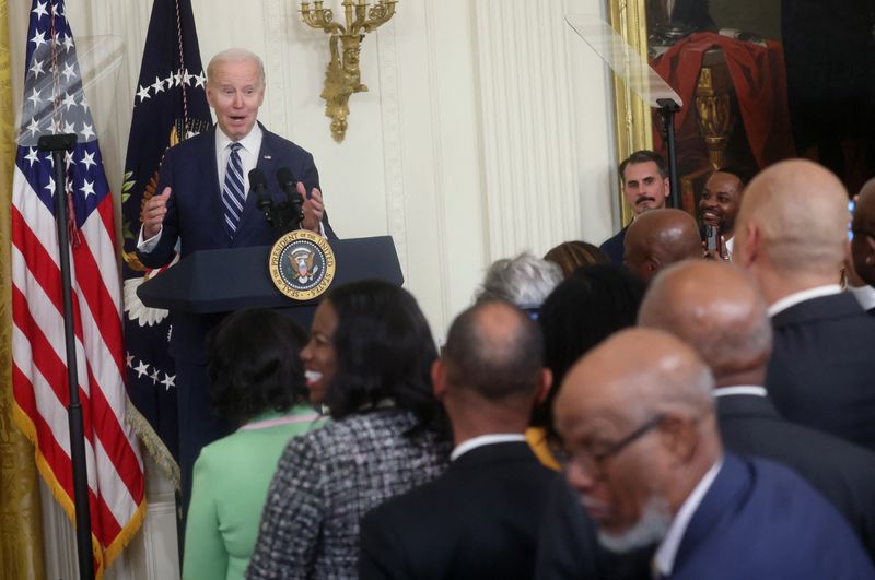 &copy; Reuters. Presidente dos EUA Biden celebra o Mês da História Negra na Casa Branca
27/02/2023
REUTERS/Leah Millis