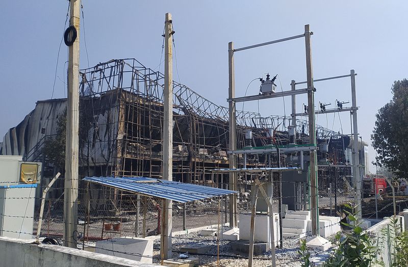 &copy; Reuters. A view of damaged Apple supplier Foxlink is seen after a fire at its assembly facility in Tirupati district in the southern state of Andhra Pradesh, India, February 28, 2023. REUTERS/Praveen Paramasivam