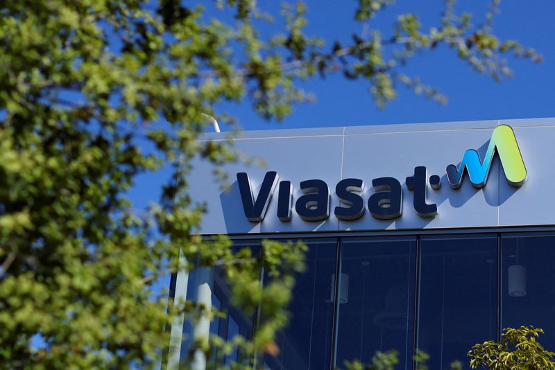 &copy; Reuters. FILE PHOTO: Viasat offices are shown at the company's headquarters in Carlsbad, California, U.S. March 9, 2022. Picture taken March 9, 2022. REUTERS/Mike Blake/File Photo