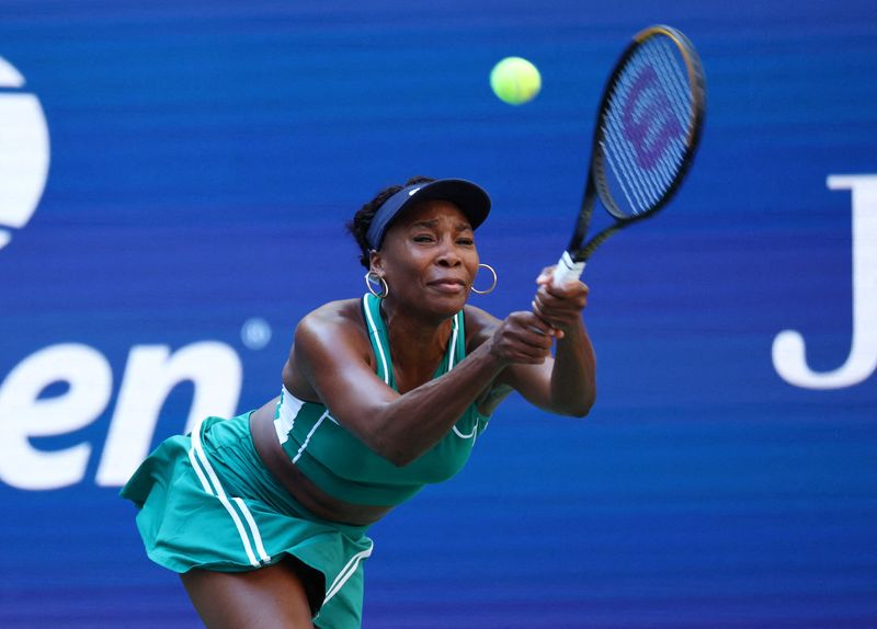 &copy; Reuters. FILE PHOTO: Tennis - U.S. Open - Flushing Meadows, New York, United States - August 30, 2022 Venus Williams of the U.S. in action during her first round match against Belgium's Alison Van Uytvanck REUTERS/Mike Segar/File Photo