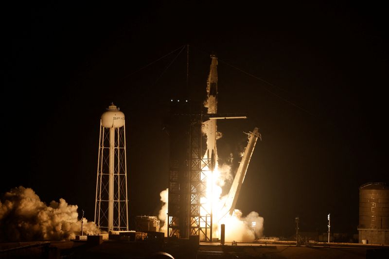 &copy; Reuters. NASA's SpaceX Crew-6 mission, that includes NASA astronauts Stephen Bowen and Woody Hoburg, the United Arab Emirates Sultan Al-Neyadi and Russian cosmonaut Andrey Fedyaev, launches to the International Space Station from the Kennedy Space Center in Cape C