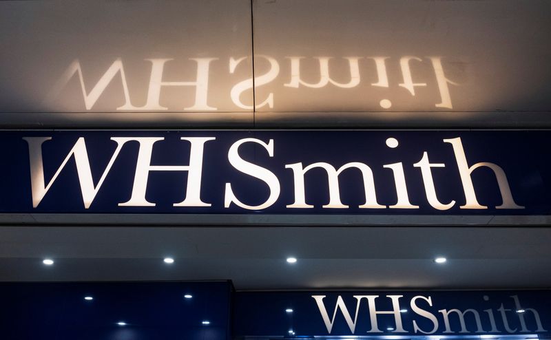 &copy; Reuters. FILE PHOTO: The company logo on signage is pictured at a branch of WH Smith in London, Britain, December 1, 2021. Picture taken December 1, 2021. REUTERS/May James