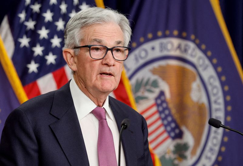 &copy; Reuters. FILE PHOTO: U.S. Federal Reserve Chair Jerome Powell addresses reporters during a news conference in Washington, U.S., February 1, 2023. REUTERS/Jonathan Ernst