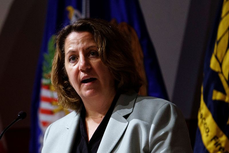&copy; Reuters. FILE PHOTO: Lisa Monaco, deputy U.S. attorney general, speaks during the Bureau of Alcohol, Tobacco, Firearms and Explosives (ATF) Police Executives Forum in Washington, D.C., U.S., on Friday, May 6, 2022. Sarah Silbiger/Pool via REUTERS
