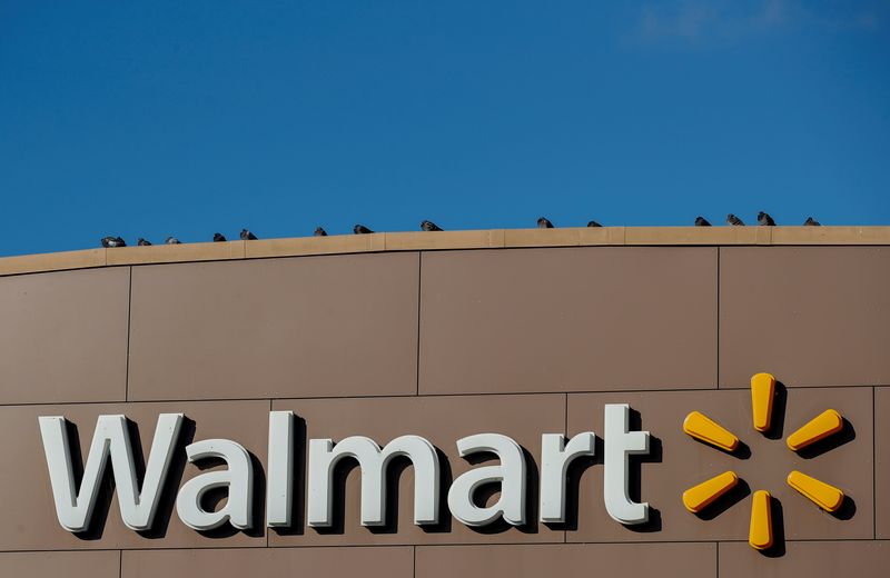 &copy; Reuters. FILE PHOTO: Walmart's logo is seen outside one of its stores in Chicago, Illinois, U.S., November 20, 2018. REUTERS/Kamil Krzaczynski/File Photo