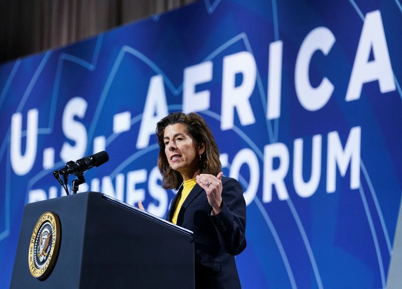 &copy; Reuters. FILE PHOTO: U.S. Secretary of Commerce Gina Raimondo addresses a U.S.-Africa Business forum at the 2022 U.S.-Africa Leaders Summit in Washington, U.S., December 14, 2022. REUTERS/Kevin Lamarque