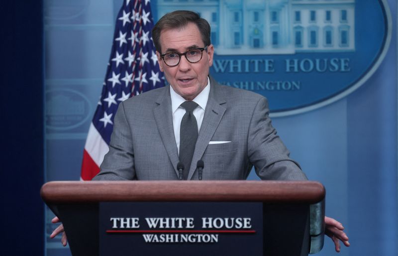 &copy; Reuters. FILE PHOTO: White House national security spokesman John Kirby speaks during a press briefing at the White House in Washington, U.S., February 27, 2023. REUTERS/Leah Millis