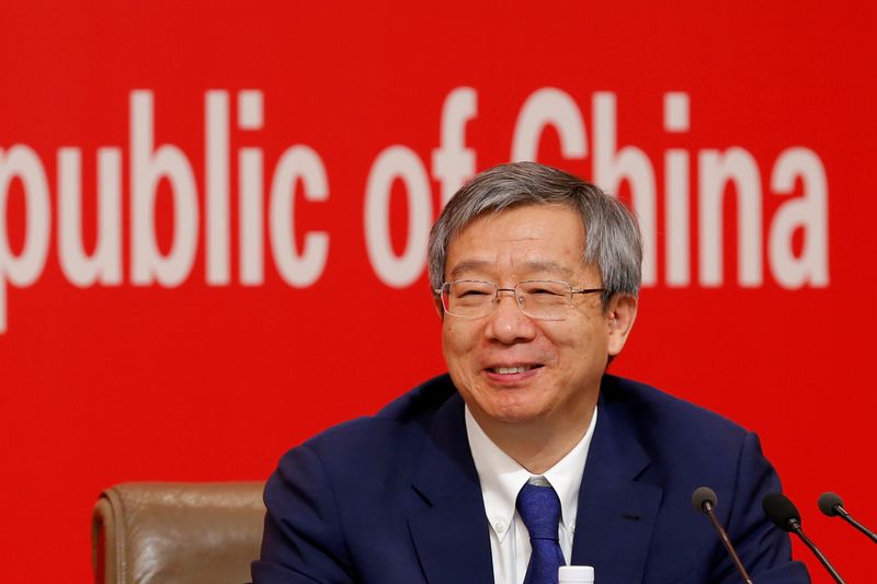 &copy; Reuters. FILE PHOTO: Governor of People's Bank of China (PBOC) Yi Gang attends a news conference on China's economic development ahead of the 70th anniversary of its founding, in Beijing, China September 24, 2019. REUTERS/Florence Lo