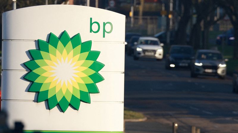 &copy; Reuters. FILE PHOTO: Vehicles drive past a BP (British Petroleum) petrol station in Liverpool, Britain, February 7, 2023. REUTERS/Phil Noble