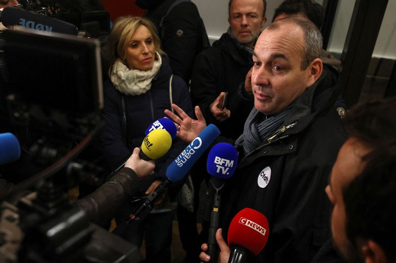 &copy; Reuters. Le secrétaire général de la CFDT, Laurent Berger, assiste à une conférence de presse avant une manifestation contre le plan de réforme des retraites du gouvernement français dans le cadre de la quatrième journée de manifestations nationales, à P