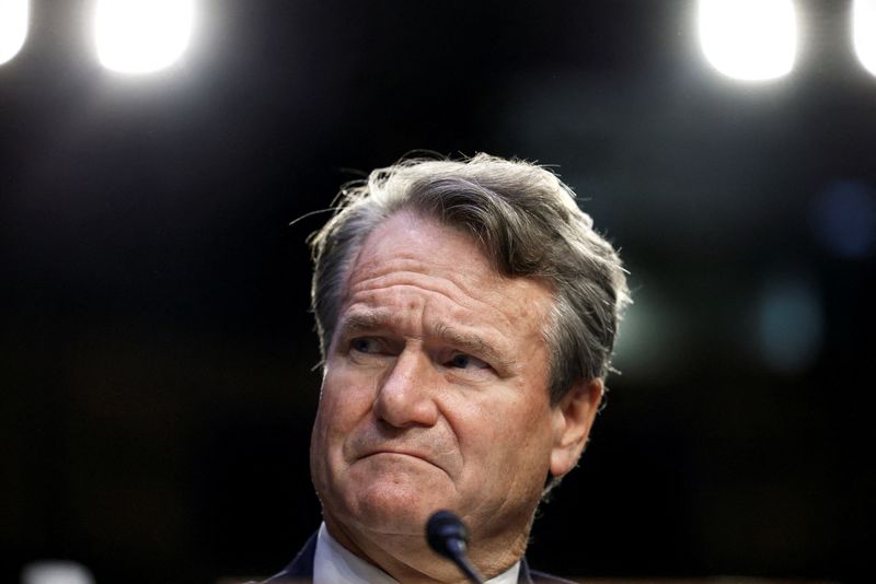 &copy; Reuters. FILE PHOTO: Bank of America Chairman and CEO Brian Moynihan testifies before a Senate Banking, Housing, and Urban Affairs hearing on "Annual Oversight of the Nation's Largest Banks", on Capitol Hill in Washington, U.S., September 22, 2022. REUTERS/Evelyn 