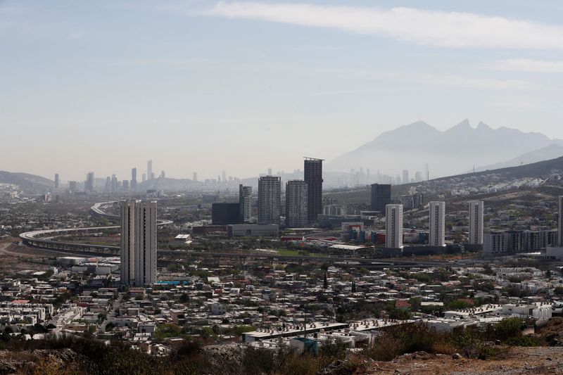 &copy; Reuters. FILE PHOTO: A view shows the urban area of the municipality of Santa Catarina near the land where Tesla has indicated it could build a new gigafactory, in Santa Catarina, on the outskirts of Monterrey, Mexico February 28, 2023. REUTERS/Daniel Becerril/Fil