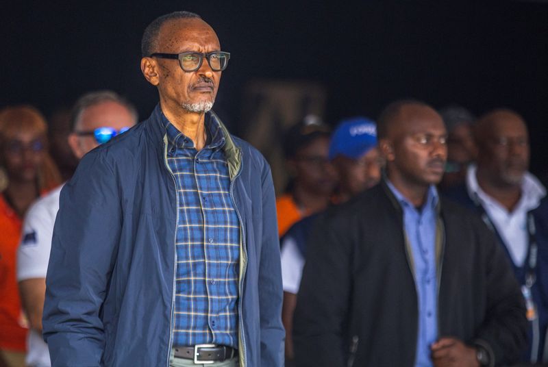 &copy; Reuters. Rwanda's President Paul Kagame watches the 2023 Tour du Rwanda during final stage of the race at the Canal Olympia Rebero, in Kigali, Rwanda February 26, 2023. REUTERS/Jean Bizimana/File Photo