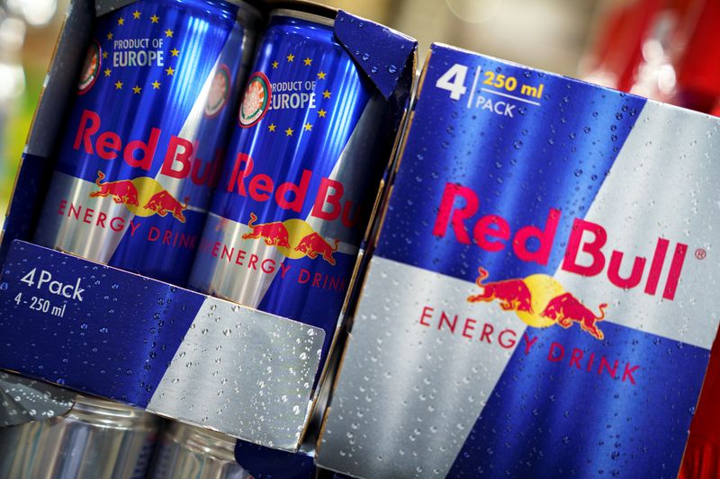 &copy; Reuters. FILE PHOTO: Red Bull energy drink cans are seen in a supermarket in Bangkok, Thailand, August 4, 2020. REUTERS/Athit Perawongmetha