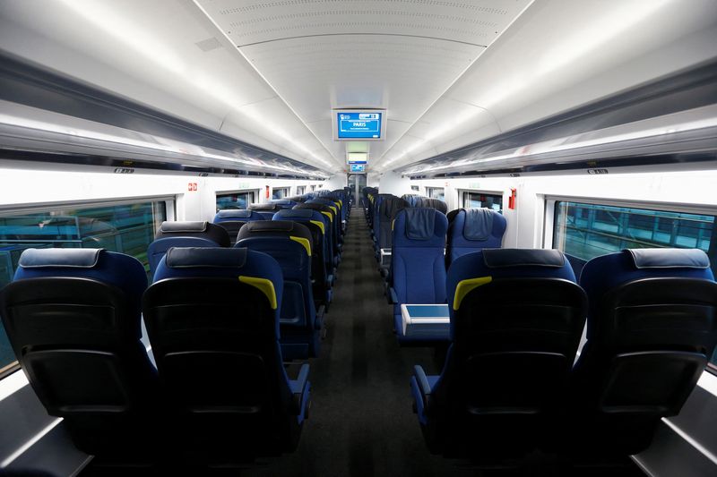 &copy; Reuters. FILE PHOTO: The standard class coach of Eurostar's Siemens e320 train is seen at St Pancras station in central London, November 13, 2014. REUTERS/Andrew Winning/File Photo